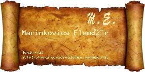 Marinkovics Elemér névjegykártya
